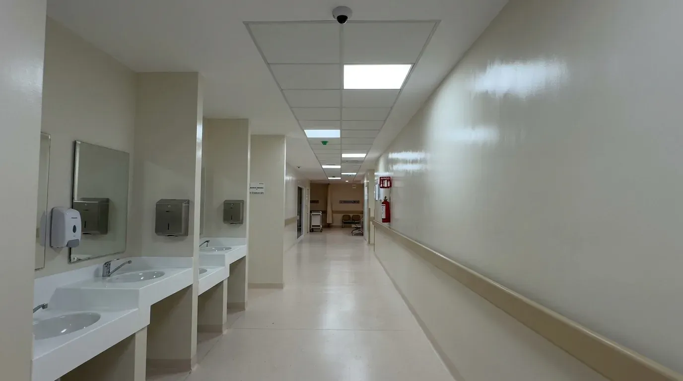 Domo de videovigilancia en pasillo hospitalario